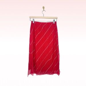 Y2K BCBGMAXAZRIA Hot Pink Berry Sequin Gypsy Skirt (Sz 2)